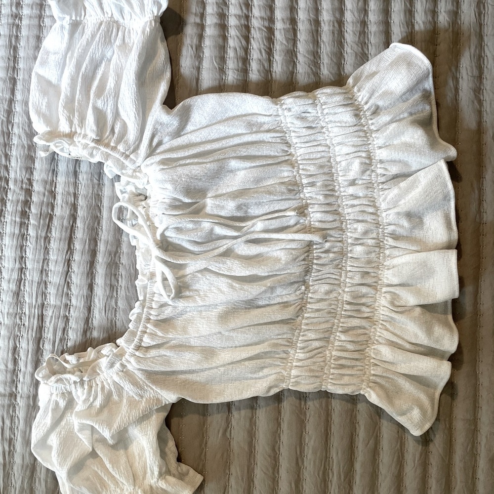 White peasant crop top